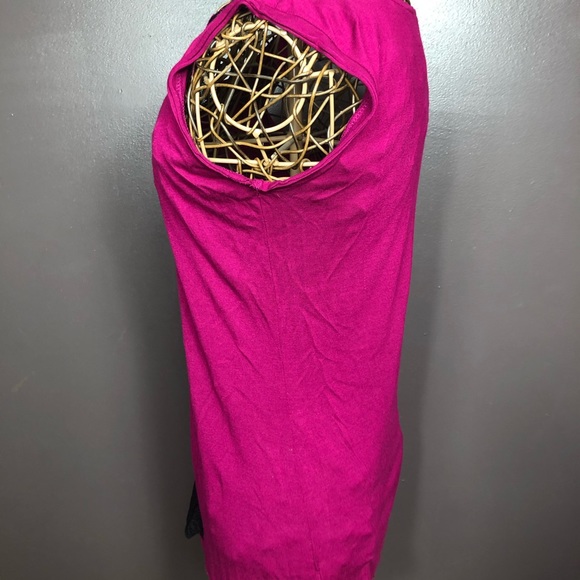 She Said Small Pink With Black Lace Top Cap Sleeve - Picture 4 of 7